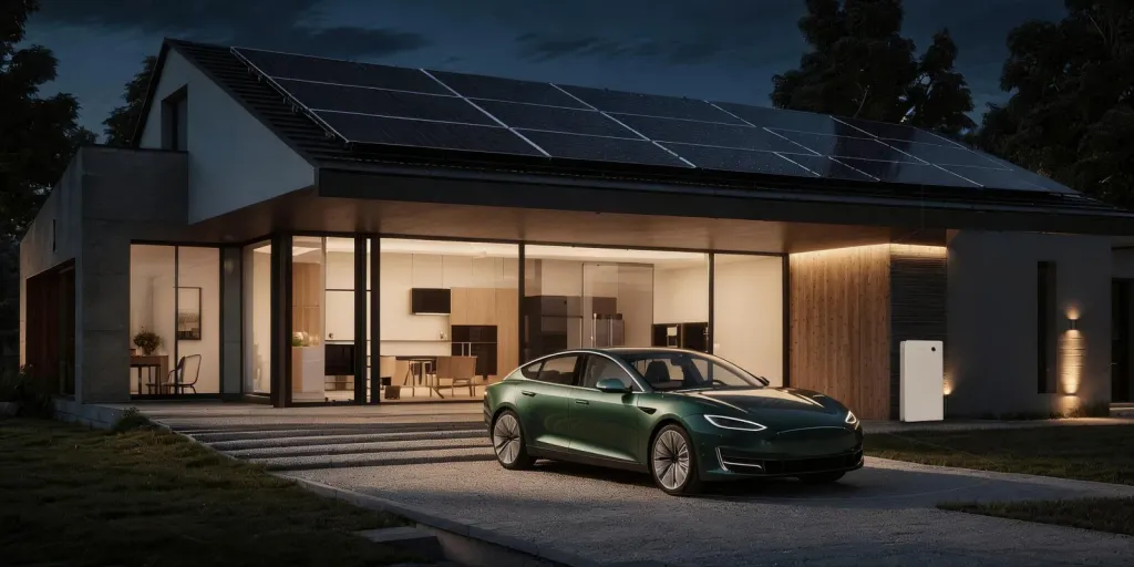 Sigenergy SigenStor tower on the wall of a solar-equipped home at dusk (manufacturer image)